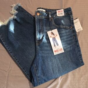 Celebrity Pink Denim  Wide Leg Jeans with Copper Button